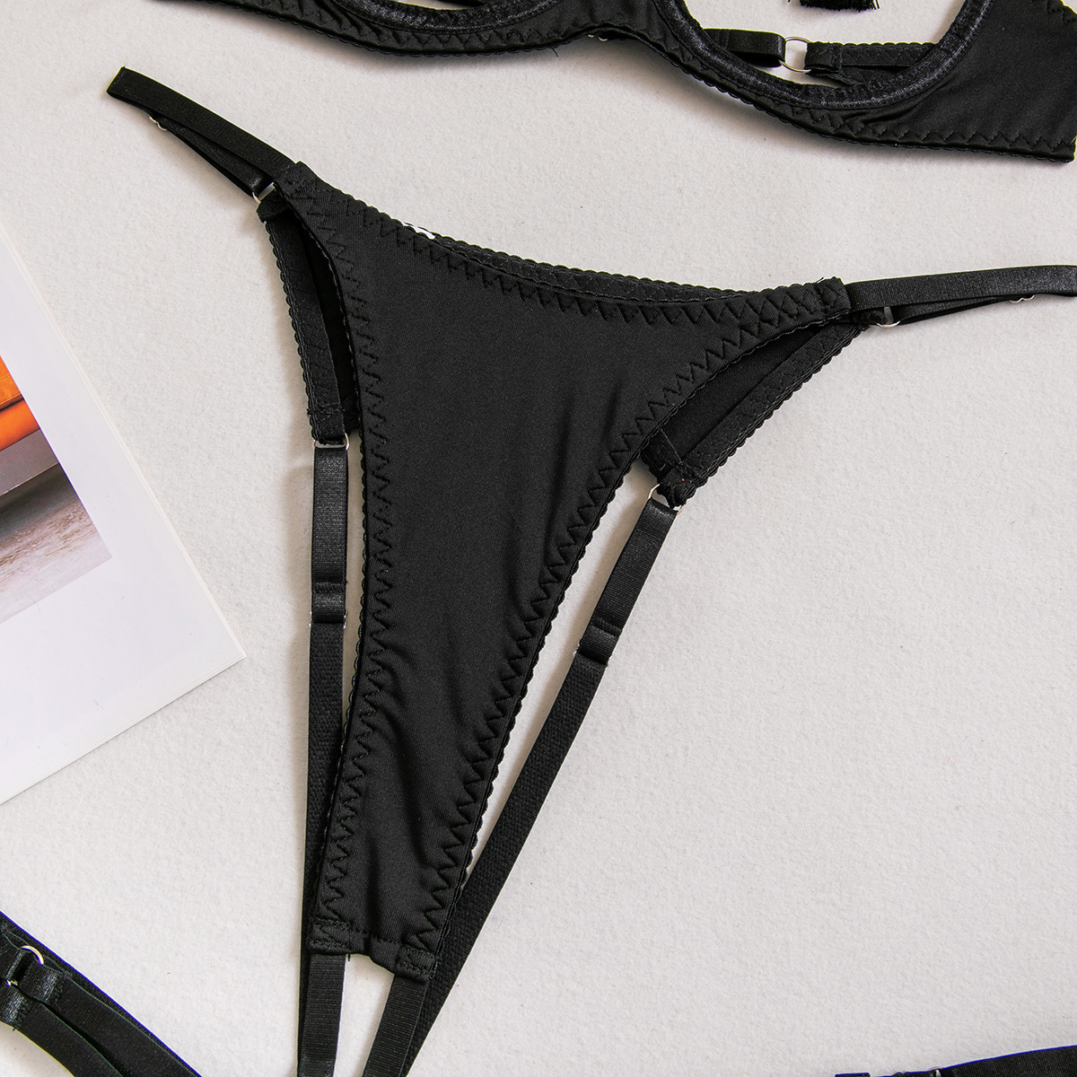 Hollow-Out Revealing Fringe Seductive Open-Crotch Sexy Lingerie