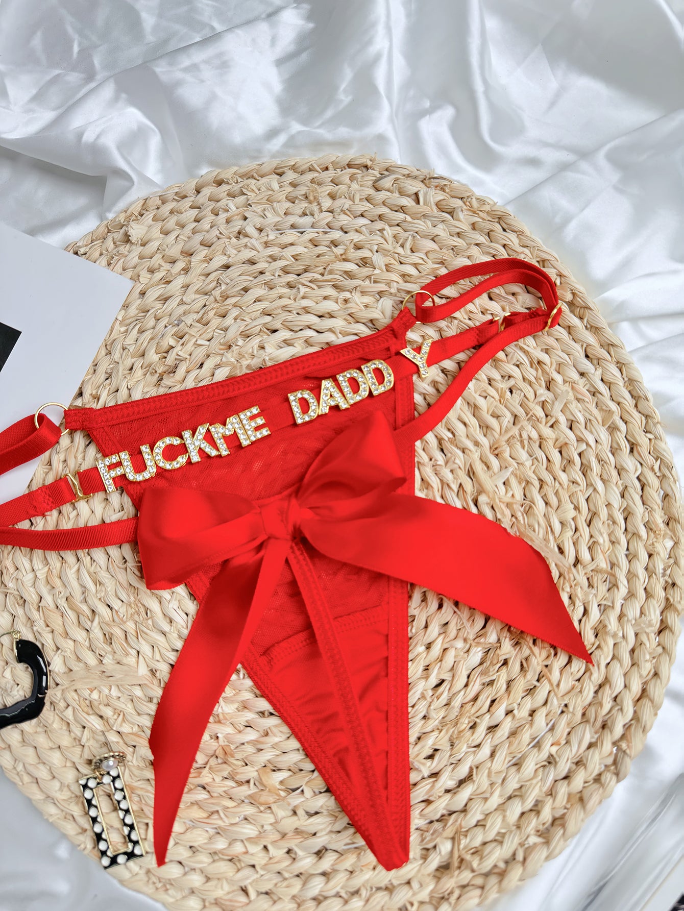 "For Master Only" Embroidered Lace Thong
