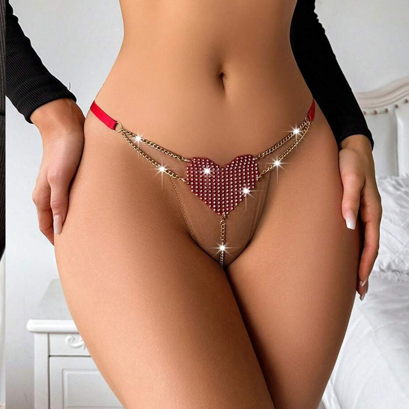 Secret Bond Custom Lace Thong with Heart Charm T081