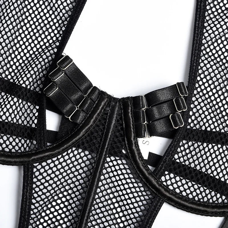 Erotic Exotic Costumes womens Sexy Mesh Perspective Bodysuit Bandages Erotic Apparel Porn Sex Costumes