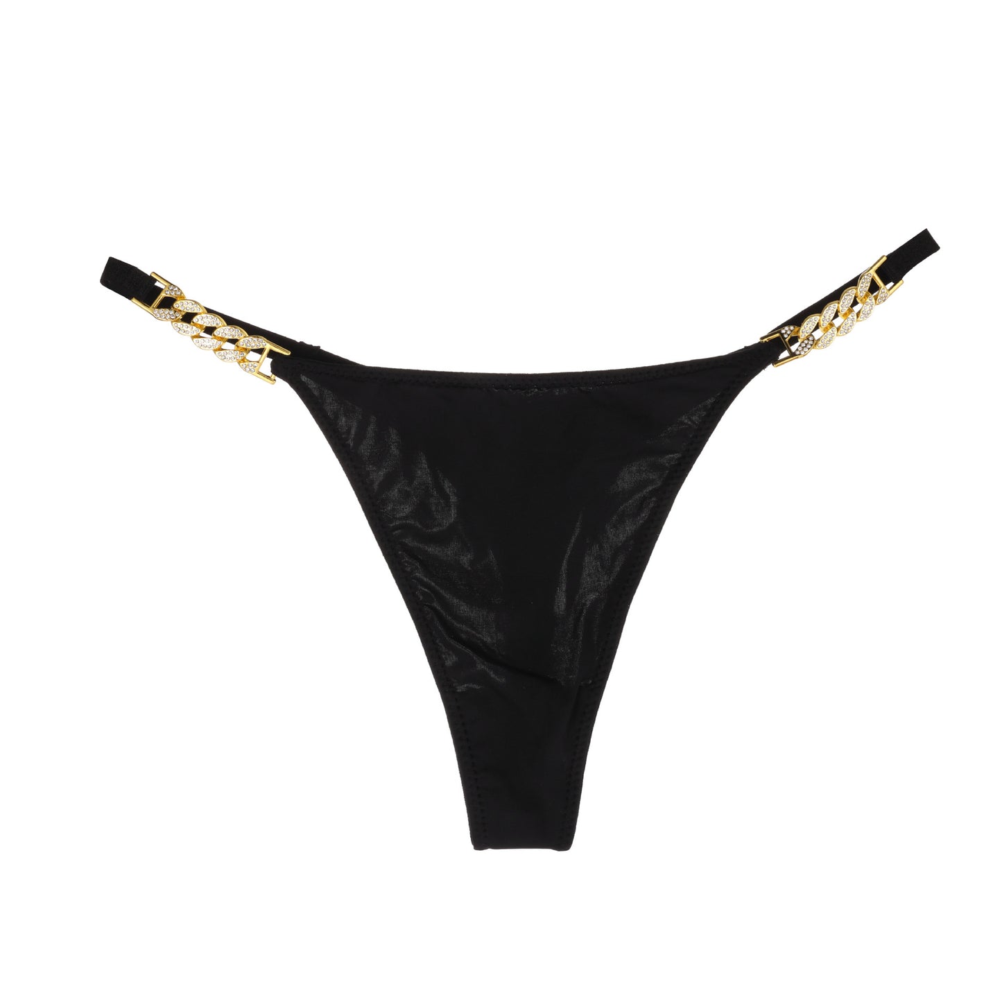 Sensual Metal Rhinestone-Embellished Alphabet Seamless Thong