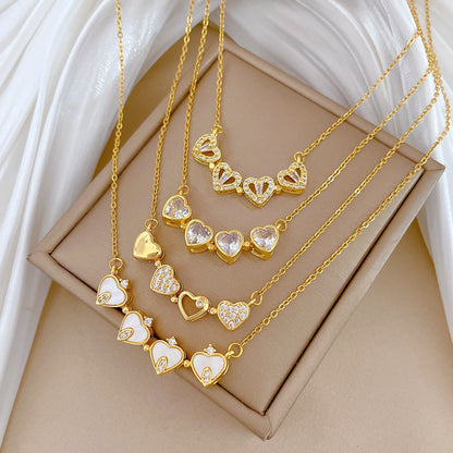 ✨ Heart-Shaped Four-Leaf Clover Necklace Elegant Zircon Pendant✨