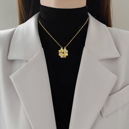 ✨ Heart-Shaped Four-Leaf Clover Necklace Elegant Zircon Pendant✨
