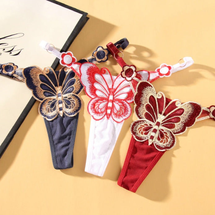 Butterfly-themed sensual customized thong panties.
