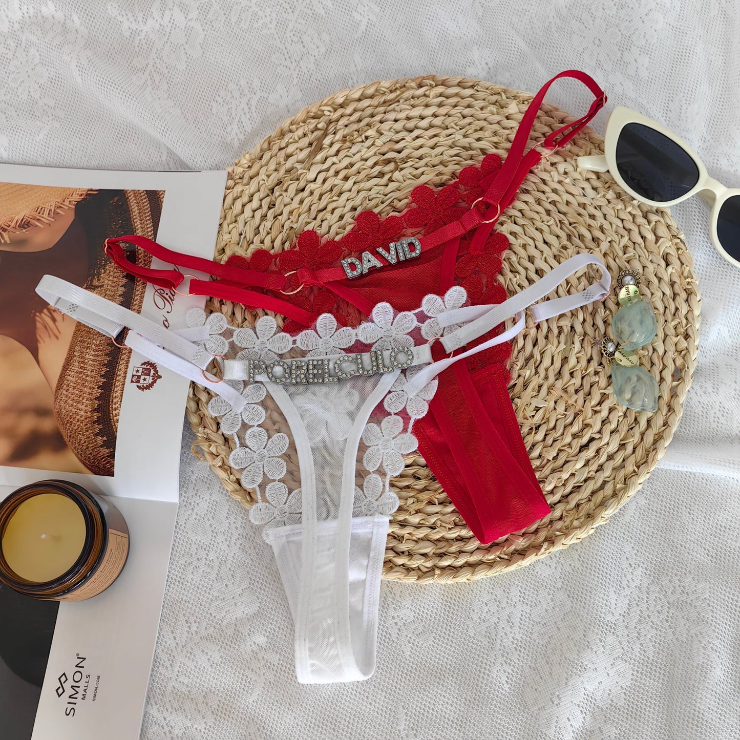 Adjustable Petal-Adorned Personalized Thong