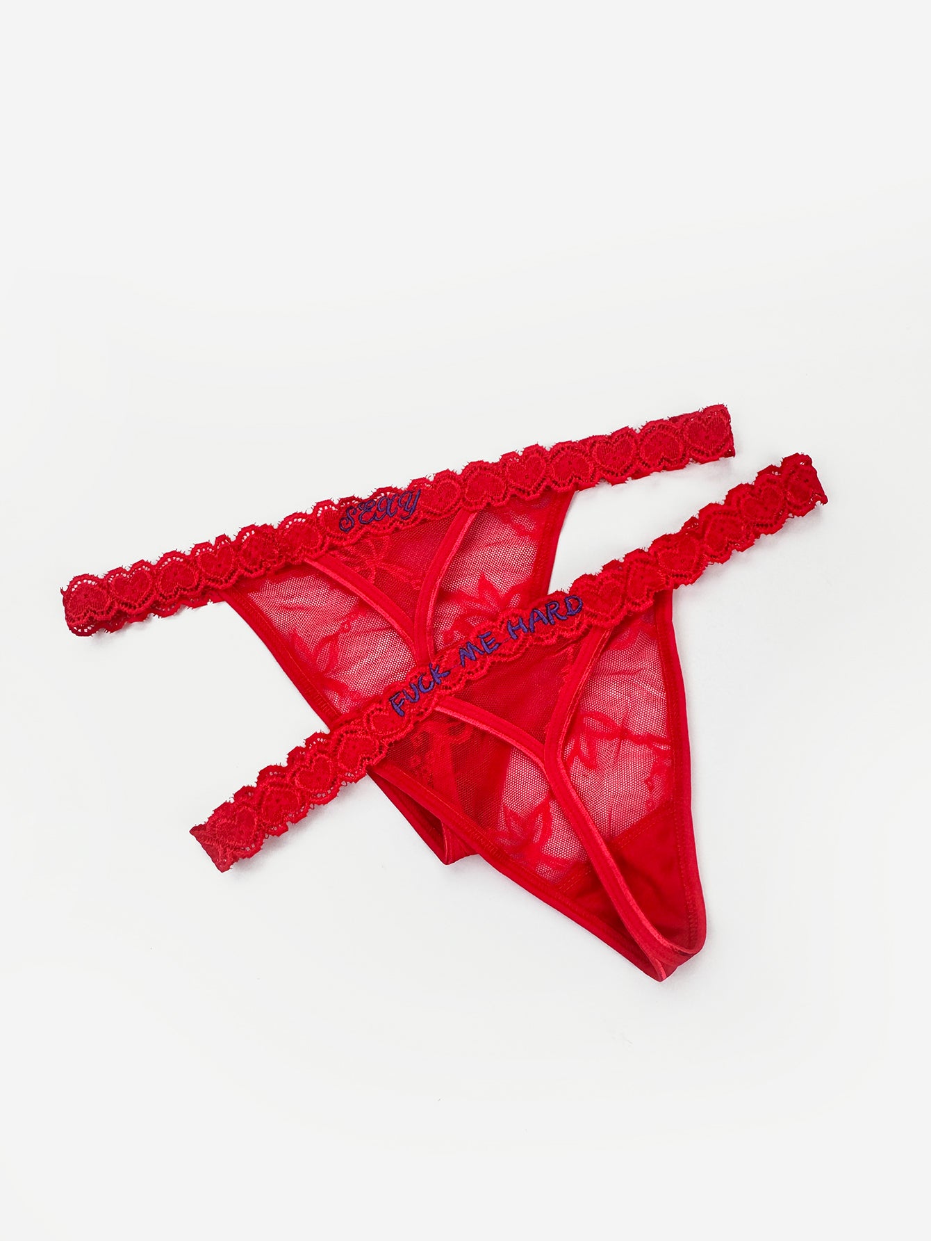 Embroidered Heart Customizable Personalized Thong