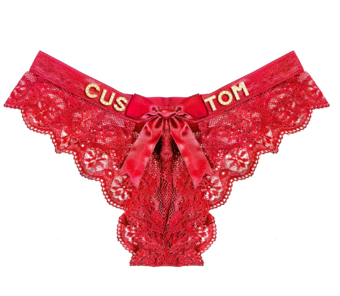 Bow Tie Lace Sexy Low-Rise Seamless Custom Thong