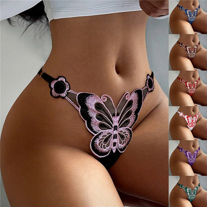 Butterfly-themed sensual customized thong panties.