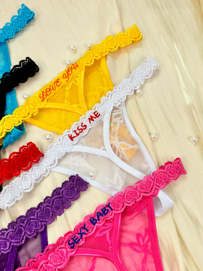 Embroidered Heart Customizable Personalized Thong