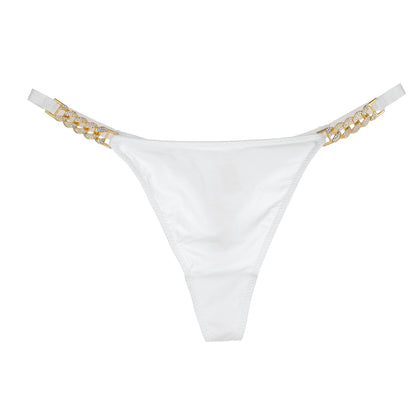 Sensual Metal Rhinestone-Embellished Alphabet Seamless Thong