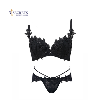 Sheer Bloom & Lace Entwined Lingerie Set
