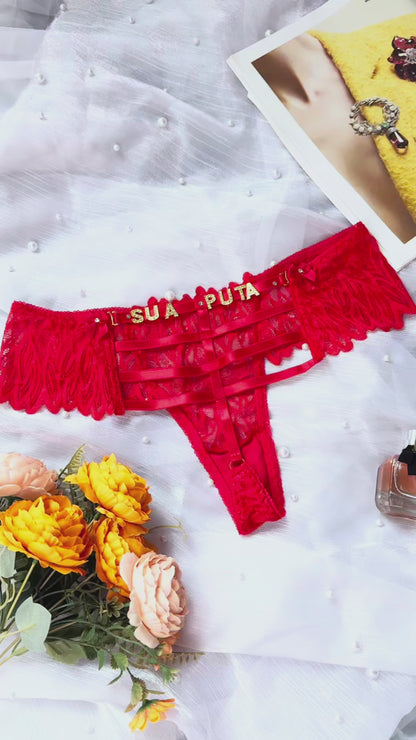 Scarlet Whisper — Custom Lace Strap Thong T080